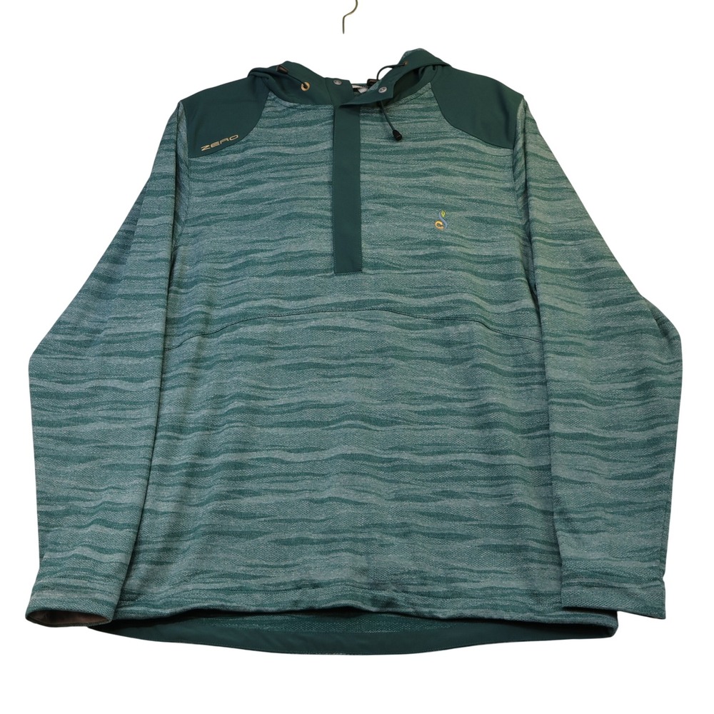 Zero Restriction Mens M Hoodie Teal Wave Pattern Quarter Snap Tech Top RA11982